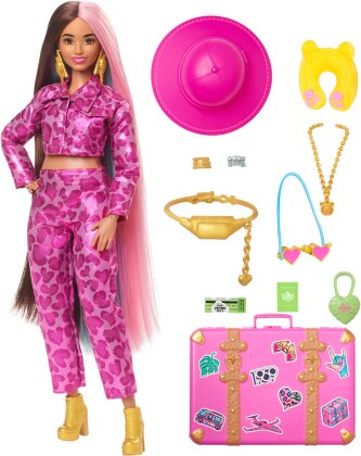 Barbie Extra Fly Barbie Safari - Puppe. Safarihut. pinkes Outfit.