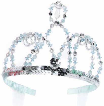 Krone blau - mit Pailletten und Perlen,