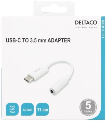 DELTACO USB-C to 3.5 mm female 10 cm retail pack