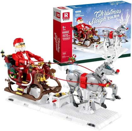 Reobrix 66002 - Weihnachtsmann mit Schlitten & Rentier mit Bewegungsmechanik (1537 Teile)