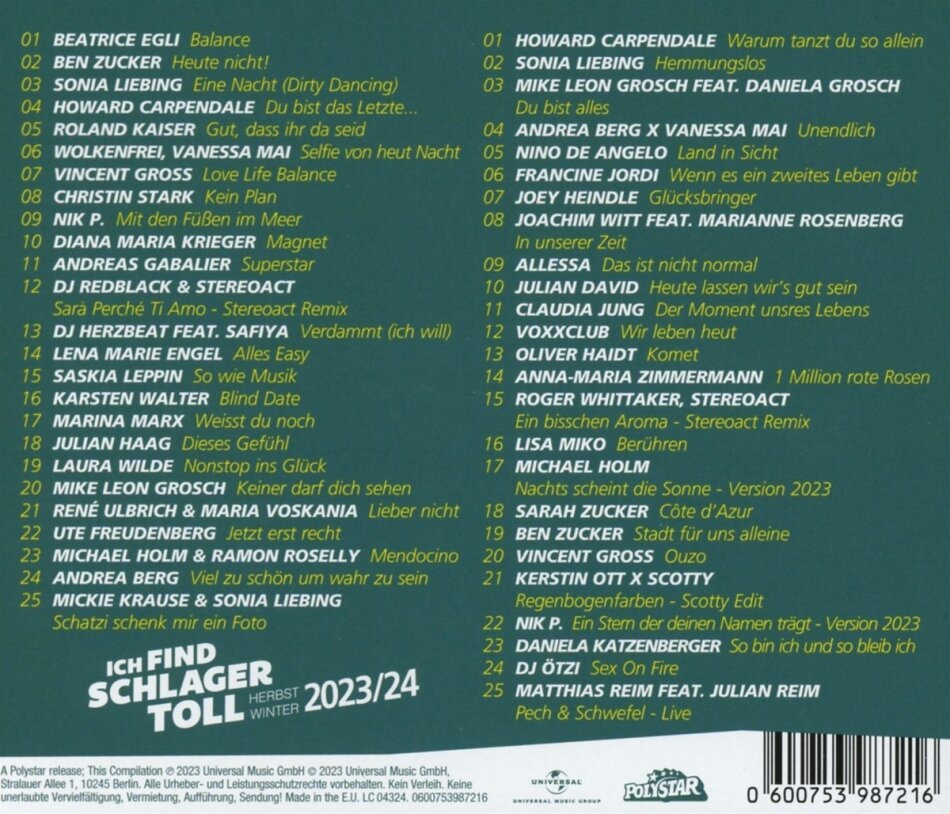 Ich Find Schlager Toll - Herbst Winter 2023/2024 (2 CDs) - CeDe.ch
