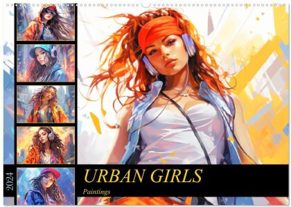 Urban Girls. Paintings (Wandkalender 2024 DIN A2 quer) - CALVENDO Monatskalender