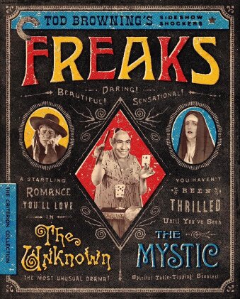 Tod Browning's Sideshow Shockers - Freaks (1932) / The Unknown (1927) / The Mystic (1925) (b/w, Criterion Collection, 2 Blu-rays)