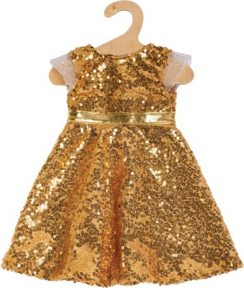 Kleid Goldstar Gr. 35-45 cm - goldene Pailletten, Tüll,