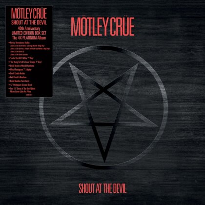 Mötley Crüe - Shout At The Devil (2023 Reissue, BMG Rights Management, Boxset, Édition 40ème Anniversaire, Yellow/Orange/Red/White Vinyl, 2 LP + CD + Cassette audio + 2 7" Singles)
