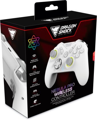 DragonShock - NEBULA PRO - Manette sans fil Pro Blanche pour Nintendo Switch, Switch Lite, Switch OLED, PS3, PC et Android