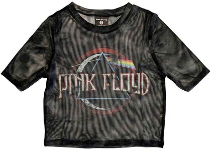 Pink Floyd Ladies Crop Top - Vintage Dark Side of the Moon Seal (Mesh)