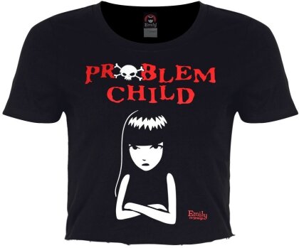 Emily The Strange: Problem Child - Ladies Cropped Raw Hem T-Shirt