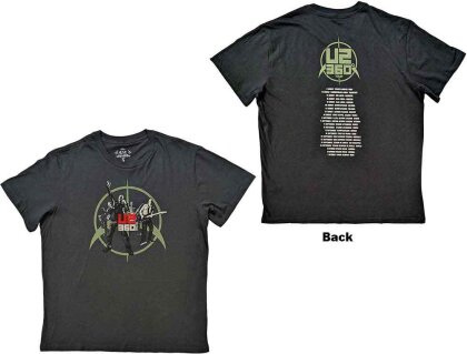 U2 Unisex T-Shirt - 360 Degree Tour 2010 Band Photo (Back Print & Ex-Tour) (X-Large) - Grösse XL