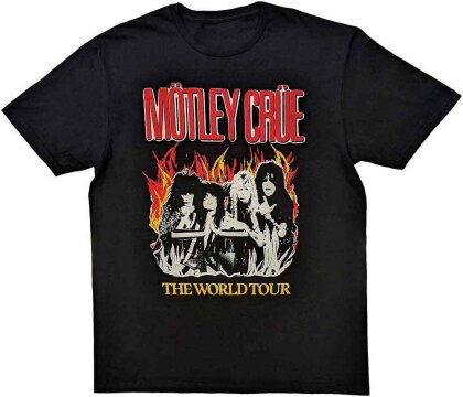 Motley Crue Unisex T-Shirt - Vintage World Tour Flames