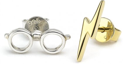 Harry Potter Brille & Blitz silber Ohrstecker