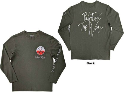 Pink Floyd Unisex Long Sleeve T-Shirt - The Wall Hammers Logo (Back & Sleeve Print)