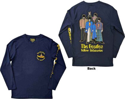 The Beatles Unisex Long Sleeve T-Shirt - Yellow Submarine Band (Back & Sleeve Print)