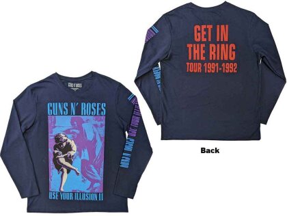 Guns N' Roses Unisex Long Sleeve T-Shirt - Get In The Ring Tour '91-'92 (Back & Sleeve Print)