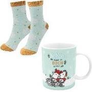 Sheepworld Tassen-Socken-Set bestehend aus einer Tasse mit Motivdruck - "Schön, dass es dich gibt!" und einem Paar Socken in Größe 36-40