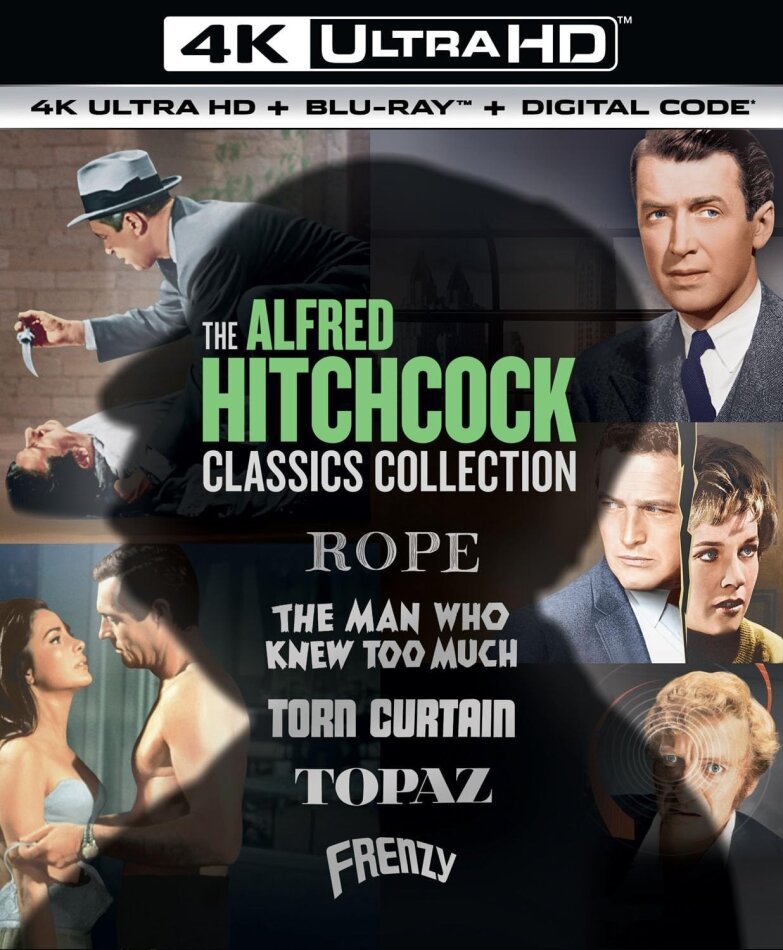 The Alfred Hitchcock Classics Collection - Rope (1948) / The Man Who Knew  Too Much (1956) / Torn Curtain (1966) / Topaz (1969) / Frenzy (1972) (5 4K