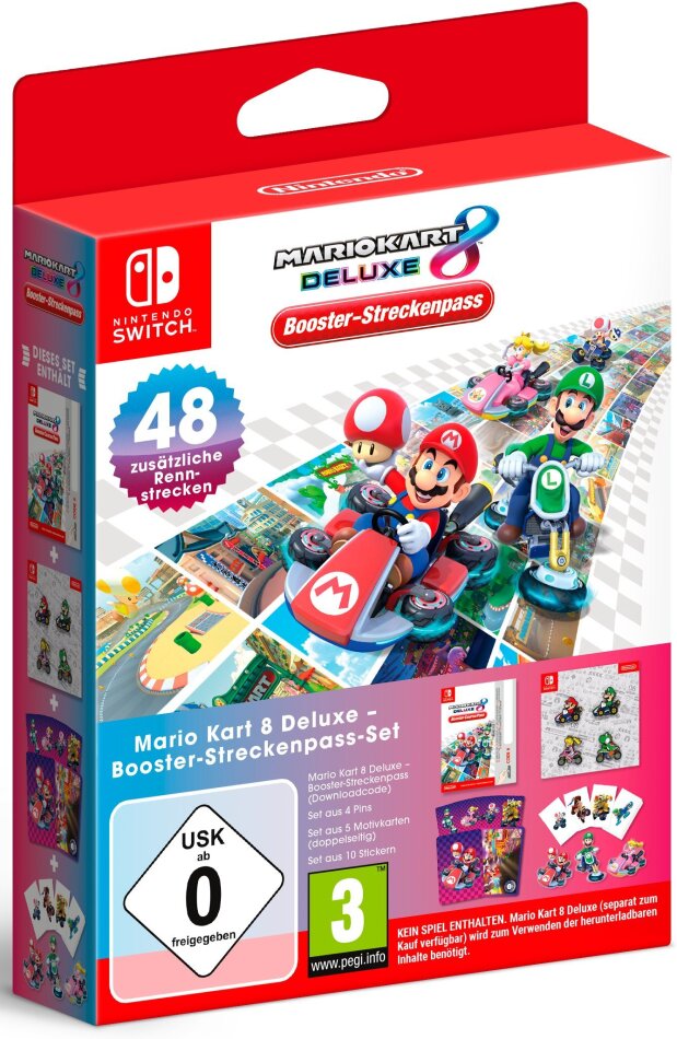 Mario Kart 8 a Set 4 Box) Deluxe DLC-Streckenpass 10 (Code Stickern und in Pins, aus Booster-Streckenpass inkl. Motivkarten - Set 5