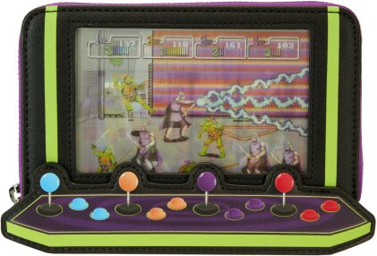 Loungefly: Nickelodeon - Teenage Mutant Ninja Turtles 40th Anniversary Vintage Arcade Lenticular Glow Zip Arund Wallet