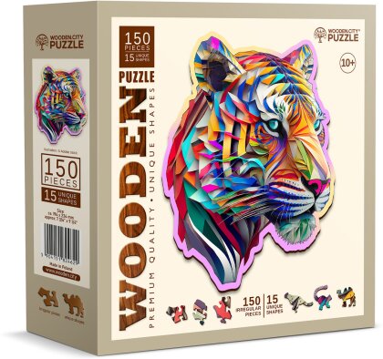Puzzle Holz M Colorful Tiger - 150 Teile, aussergewöhnliche