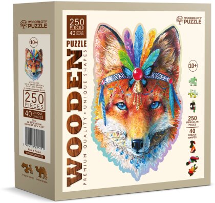 Puzzle Holz L Mystic Fox - 250 Teile, aussergewöhnliche