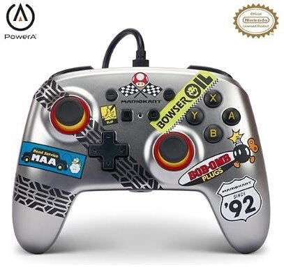 PowerA Wired Controller Mario Kart Silver for Nintendo Switch
