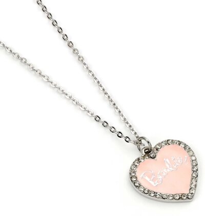 Barbie: Pink Enamel Heart Pendant Necklace With Crystal