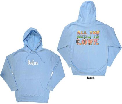 The Beatles Unisex Pullover Hoodie - All You Need Is Love (Light Blue) (Back Print)
