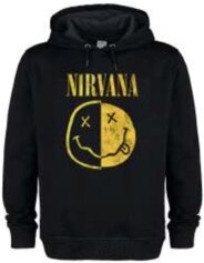 Nirvana: Spliced Smiley - Amplified Vintage Hoodie Sweatshirt