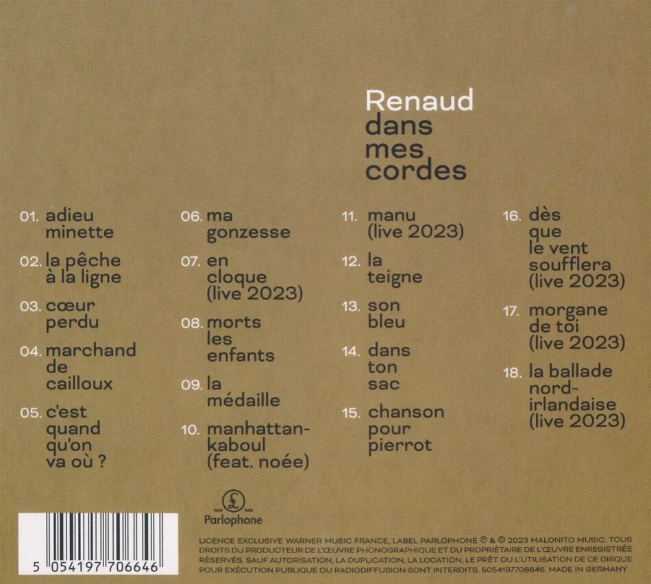 Dans mes cordes : Renaud, Renaud: : CD et Vinyles}