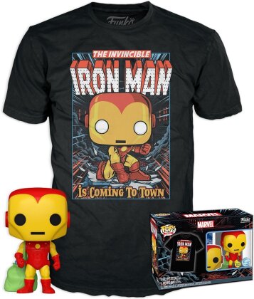 Funko Pop! & Tee: Marvel - Holiday Iron Man (Glow in the Dark)