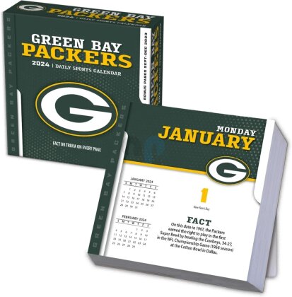 NFL - Green Bay Packers - Calendrier quotidien détachable dans une boîte 2024 (13.35 x 13.35 cm)