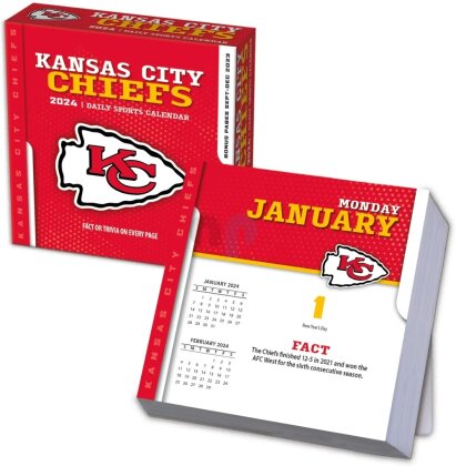 NFL - Kansas City Chiefs - Tages-Abreisskalender in einer Box 2024 (13.35 x 13.35 cm)
