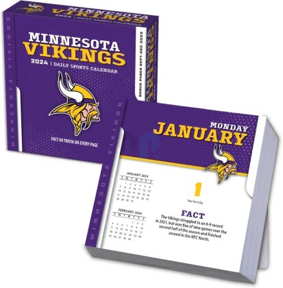 NFL - Minnesota Vikings - Calendrier quotidien détachable dans une boîte 2024 (13.35 x 13.35 cm)