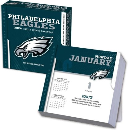 NFL - Philadelphia Eagles - Calendrier quotidien détachable dans une boîte 2024 (13.35 x 13.35 cm)