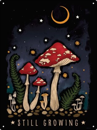 Magical Mushrooms Still Growing Large Tin Sign