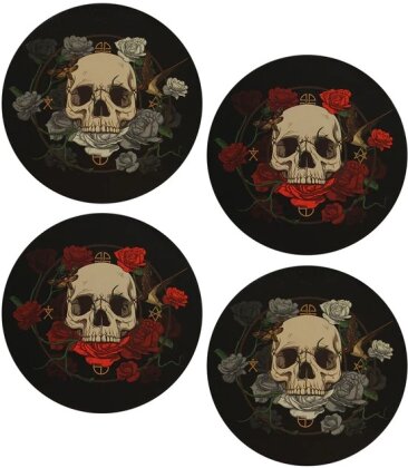 Skulls And Roses - Set Of 4 Cork Coasters