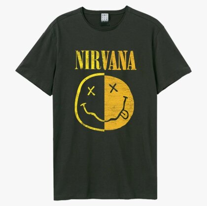 Nirvana: Spliced Smiley - Amplified Vintage Charcoal T-Shirt