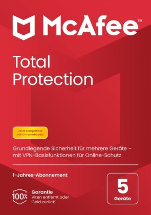 McAfee Total Protection, 5-Geräte, 1-Jahr - Windows/Mac/Android/iOS (Code in a Box)