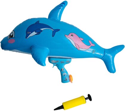Wasserpistole Delfin aufblasbar - 72x43 cm, Pumpe, Wassertank,