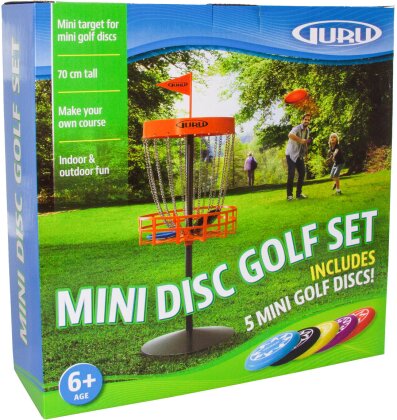 Guru Disc Golf Mini Basket Set - Korb 70 cm, 5 Wurf-Disks, für