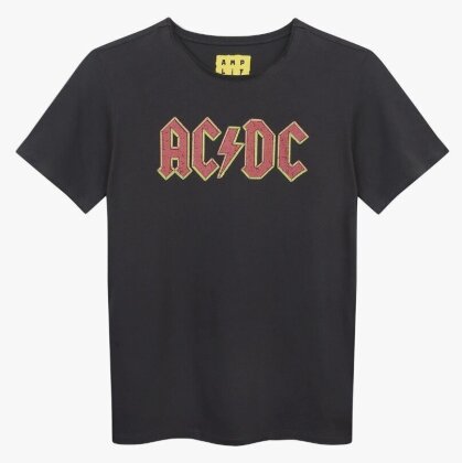 AC/DC: Logo - Amplified Vintage Charcoal Kids T-Shirt 9/10 Years