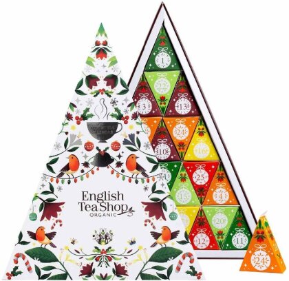 Tee Adventskalender "Mosaik weiß", BIO - 25 Pyramidenbeutel