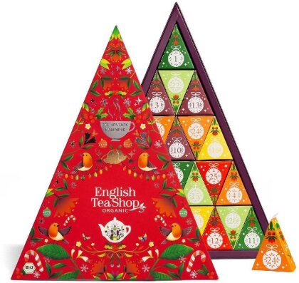 Tee Adventskalender "Mosaik rot", BIO - 25 Pyramidenbeutel