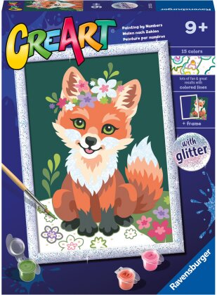 CreArt Flower Fox - Malen nach Zahlen, 24x18 cm,
