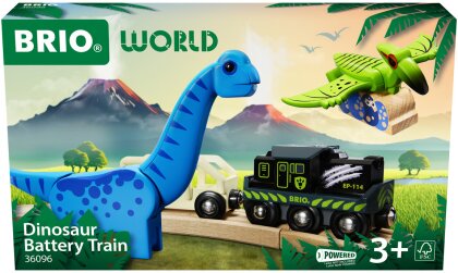 Dinosaur Battery Train - 5 Teile, Lok mit Scheinwerfer,
