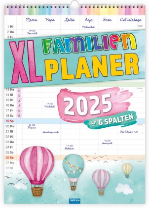 Trötsch Großbildkalender XL Familenplaner 2025 mit 6 Spalten