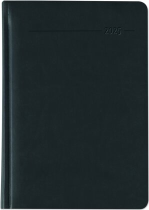 Zettler - Buchkalender Tucson 2025 schwarz, 15x21cm, Taschenkalender mit 416 Seiten mit 1 Tag auf 1 Seite, Adressteil, Notizbereich, Monatsübersicht, Mondphasen und internationales Kalendarium