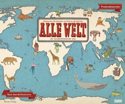 DUMONT - Alle Welt 2025 Wandkalender, 60x50cm, Kalender mit zwölf Landkarten aus dem Bilderbuch-Bestseller des Moritz Verlags, dekorativ und informativ