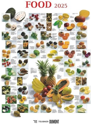 DUMONT - Food 2025 Posterkalender, 50x70cm, Bildkalender mit kurzen Beschreibungen zu den Obst- und Gemüsesorten, sechs dekorative Food-Poster