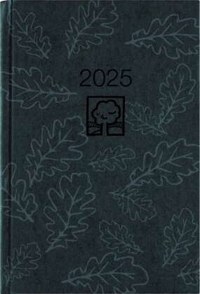 Zettler - Wochenbuch 2025 anthrazit, 14,6x21cm, Taschenkalender mit 128 Seiten im Kartoneinband, Tages- und Wochenzählung, Mondphasen, Lesezeichenband und internationales Kalendarium